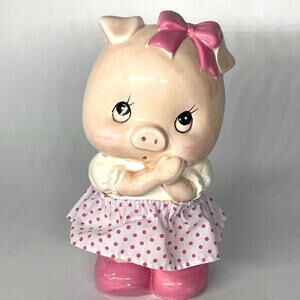 Darling Vintage‎ Lefton Pink Piggy Coin Bank 7” Rubber Stopper